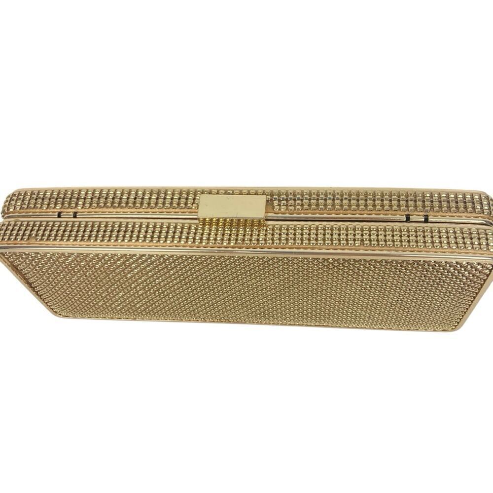 Whiting & Davis Gold Rectangular Box Clutch - image 7